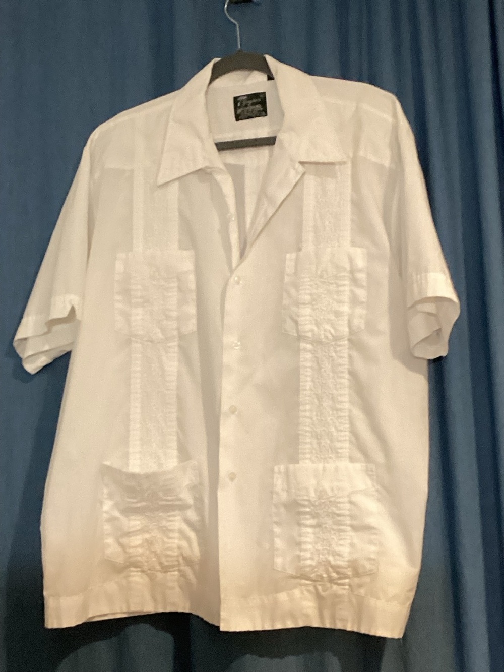 Vintage Habanera Haband White Guayabera Shirt Men XL Embroidered Camp Shirt